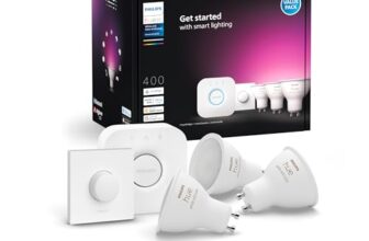Philips Hue Starter Kit: Bridge + 3x GU10 LED Spots + Smart Button