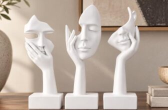 oliruim Thinker Große Statuen-Set – weiße Kunst, abstrakte Akzent-Figuren für Wohnzimmer, Schlafzimmer, Regale, Büro-Desktop, Couchtisch-Dekoration, Geschenk für Frauen (3 Stück, weiß, 22,9 cm)