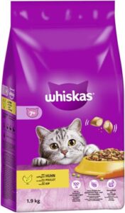 WHISKAS Beutel 7+ mit Huhn 1,9kg Katzenfutter, Trockenfutter