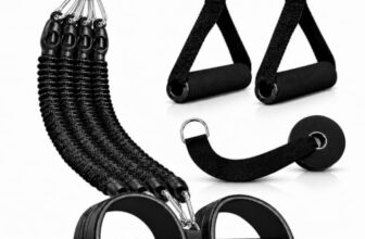 FUNFLEX Widerstandsband Set mit Fußpedal und Türanker – Fitness Expander 45kg Trainingsgerät für Zuhause, Home Gym, Muskeltraining, Krafttraining, Resistance Band System