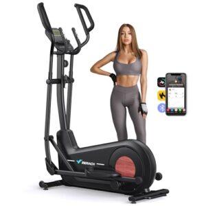 MERACH Crosstrainer für Zuhause mit 47 cm Schrittlänge, Ultraleise Ellipsentrainer mit Magnetwiderstand, 8 Widerstandsstufen, für Effektives Ausdauertraining, Eigener App, Belastbar Bis 180 kg