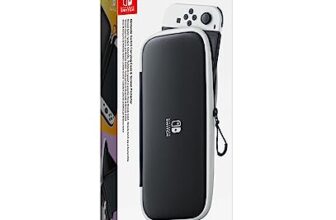 Nintendo Switch-Tasche & -Schutzfolie – Schwarz/Weiß