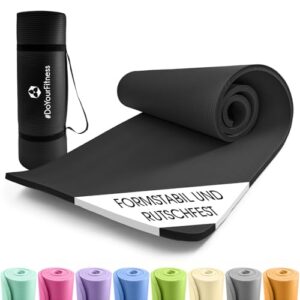 #DoYourFitness x World Fitness | Fitnessmatte „Yamuna“ | 183x61x1,5cm | Phthalatfrei & rutschfest | Gymnastikmatte ideal für Yoga, Pilates, Fitness, Outdoor im Studio & zu Hause | Schwarz