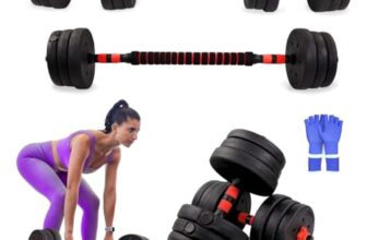 Mobiclinic®, Hantelset verstellbar, 2 in 1, Gewicht von 20-30 kg, Enthält hanteln und gepolsterte verlängerungsstange, Rutschfeste muttern, Robuster stahl, Heim-fitnessstudio