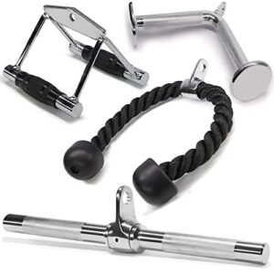 Yes4All 4M82 Combo Doppel Kabelbefestigung, Trizepseil/Trizeps-Zugseil, rotierende gerade Stange und V-förmiger Griff, Double D + Trizepsseil+StraightBar + Vshapped Bar, Standard