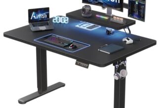 Airfish Höhenverstellbarer Schreibtisch 120 x 60cm mit Monitorständer
