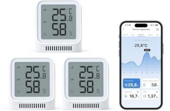 X-Sense 3 Stück WLAN Thermometer Hygrometer Innen mit X-Sense App, Mini Digital Raumthermometer, Angepasster Komfortbereich, Smiley-Indikator, kompatibel mit Alexa, erfordert Basisstation SBS50