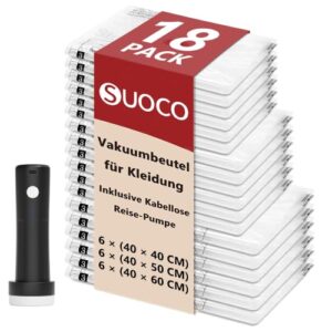 Vakuumbeutel für Kleidung Reise mit kabelloser Pumpe, 18 Stück