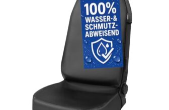 Walser Auto Sitzbezug Vordersitz aus Kunstleder, wasserdichter Sitzschoner für Fahrer-/Beifahrersitz, 1 Stück Auto Sitzbezüge, Schonbezug Autositz, Werkstatt Sitzbezug, Vordersitzbezug schwarz