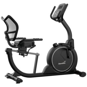 Skandika Liege-Ergometer Cykling P8-H Comfort | Heimtrainer Fahrrad mit LCD Display, Magnetbremse, 16 Widerstandsstufen, bis 120 kg und 195 cm, Bluetooth, App-Konnektivität | Fitnessbike für zuhause