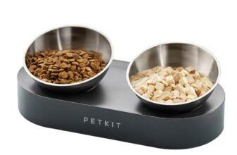 PETKIT CYBERTAIL Katzen Erhöhte Schüssel Edelstahl, Gekippter Hund Katzen Erhöhte Futternäpfe Lebensmittelqualität, rutschfeste No Spill Haustier Fütterungsschalen für Katzen und Kleine Hunde