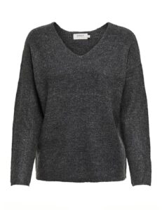 ONLY Damen ONLCAMILLA V-Neck L/S Strickpullover KNT 15204588, Dark Grey Melange,XS