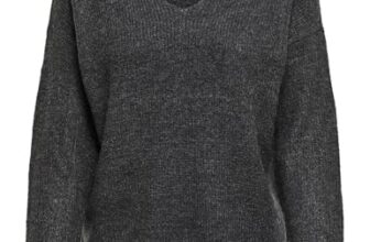 ONLY Damen ONLCAMILLA V-Neck L/S Strickpullover KNT 15204588, Dark Grey Melange,XS