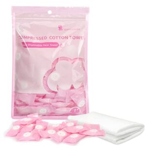 Simpolor 100/200 Stück komprimierte Handtücher tragbare Einweg Mini komprimierte Toilettenpapier Tabletten Haushaltshandtücher für Reisen Camping Wandern Sport Schönheitssalon, Rosa
