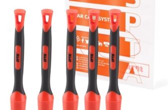 Detaillierungsbürsten Set, Auto Detail Brush 5 Verschiedene Größen Premium-Naturhaar-Mischfaser-Kunststoffgriff Auto-Detailbürsten zum Reinigen von Rädern, Motor, Innenraum, Lüftungsschlitzen -BRFCD16