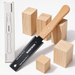 Magicbox Japansäge Ryoba 11/17 TPI, Kleine Japanische Zugsäge mit 15 cm SK5-Blatt, Holzgriff, Feinsäge Holz und Handsäge Holz für DIY, PVC, Bambus, Äste und Holzbearbeitung