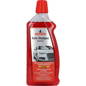 NIGRIN Autoshampoo Konzentrat, 1 Liter, entfernt auch starke Verschmutzungen, schont Lack- und Kunststoffoberflächen, mit Orangen-Duft, Orange