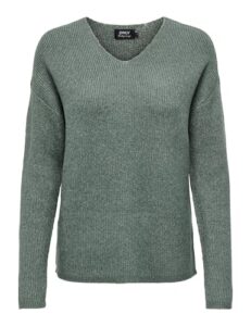 ONLY Damen ONLCAMILLA V-Neck L/S Strickpullover KNT 15204588, Laurel Wreath/Detail:Melange,XL