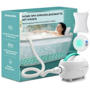 SereneLife Whirlpool Sprudelmatte für Badewanne mit Badewannenkissen