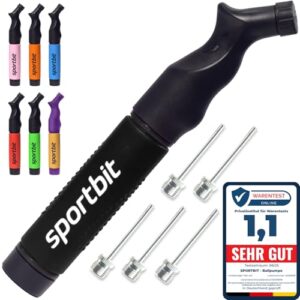 SPORTBIT Ballpumpe mit 5 Nadeln Set – Handpumpensystem zum Aufpumpen – Passt für jeden Sportball Volleyball Basketball Fußball Gymnastik Soccer Ball, Aufblasgerät Luftpumpe