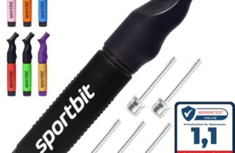 SPORTBIT Ballpumpe mit 5 Nadeln Set – Handpumpensystem zum Aufpumpen – Passt für jeden Sportball Volleyball Basketball Fußball Gymnastik Soccer Ball, Aufblasgerät Luftpumpe