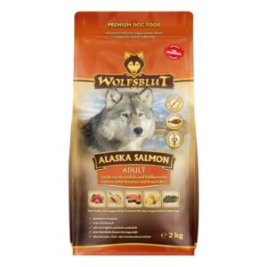 WOLFSBLUT – Alaska Salmon Adult | Trockenfutter mit wertvollen Superfoods für ausgewachsene Hunde. Getreidefreies Alleinfutter ohne Zusatzstoffe im Beutel | 2kg Lachs