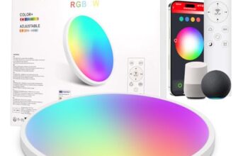 LEOEU Smart Deckenleuchte 30cm, RGB LED Deckenlampe mit Alexa & Fernbedienung, dimmbar 2700-6500K, 16 Mio. Farben, IP54 wasserfest mit Musikmodus für Schlafzimmer Badezimmer