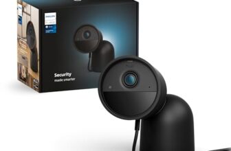Philips Hue Secure kabelgebundene Kamera mit Standfuß, Schwarz