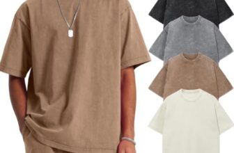 SnowElve Herren Oversized T-Shirt Pack Rundhals Basic Kurzarm Oberteil Sommer Retro Washed Top Vintage Casual Tee Shirts
