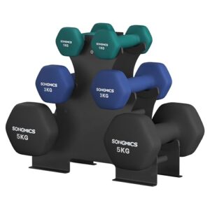 SONGMICS Kurzhantel Set, Hexagon, mit Hantelständer, PVC-Beschichtung