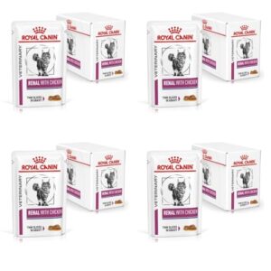 Royal Canin Veterinary Renal Chicken | 4er Pack | 4 x 12 x 85 g | Diät-Alleinfuttermittel für ausgewachsene Katzen mit Nierenproblemen