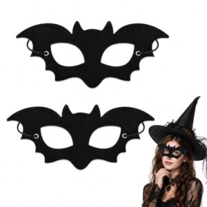 2 Stück Halloween Fledermaus Augenmasken, Halloween Accessoires, Karnevalsmaske Fledermaus Kostüm Damen, Schwarze Augenmasken im gotischen Vampir-Stil, Gotik Vampir Kostüm Accessoires für Cosplay