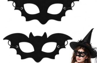 2 Stück Halloween Fledermaus Augenmasken, Halloween Accessoires, Karnevalsmaske Fledermaus Kostüm Damen, Schwarze Augenmasken im gotischen Vampir-Stil, Gotik Vampir Kostüm Accessoires für Cosplay