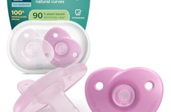 Philips Avent Soothie-Schnuller – einteiliges Silikondesign, für Neugeborene, flexibler Sauger, der den Druck auf Zähnen und Mund reduziert, BPA-frei, mit Sterilisationsbehälter, 2er-Pack, SCF099/27