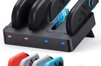 [Fit für Switch 2&1] 8 in 1 Controller Ladestation für Nintendo Switch 2/Switch1/OLED Modell Zubehör, WAXITY Schnelle Magnetische Horizontale Ladegerät für Joy Con 2 & für Joycon 1 mit USB Ladekabel