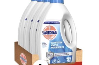 Sagrotan Wäsche-Hygienespüler Himmelsfrische – Desinfektionsspüler für hygienisch saubere und frische Wäsche – 4 x 1,5 l Reiniger im praktischen Vorteilspack