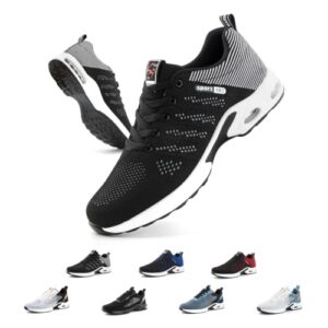 Hitmars Sneaker Herren Sportschuhe Laufschuhe Luftkissen Turnschuhe Leicht rutschfeste EU43 duc1-Schwarz