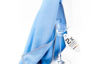 NATARO® 2 Stück Glanzzauber Microfaser Glaspoliertuch – Spiegeltuch – 100% fusselfreies Poliertuch für Glas, Hochglanzoberflächen, streifenfrei, Mikrofaser, ca.48x68cm