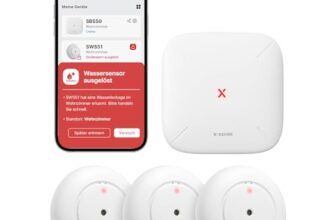 X-Sense Smart Wassermelder mit Batterie, WLAN Wassersensor, kompakter Überschwemmungssensor mit Einstellbarer Lautstärke von bis zu 110 dB sowie 500 m Reichweite, für Küchen, Keller und Badezimmer
