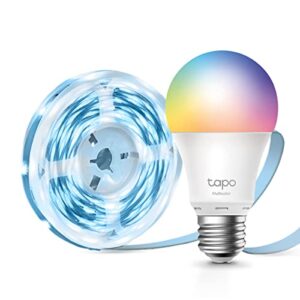 Tapo TP-Link L530E smarte WLAN Glühbirne E27, Mehrfarbrige dimmbare alexa smarte lampe + LED Strip 5M, Wifi LED Streifen, 16 Mio. Farben, dimmbar