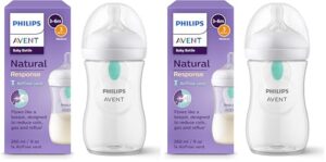 Philips Avent Babyflasche Natural Response – Babyflasche mit AirFree Ventil, 260 ml, BPA-frei, für Neugeborene ab 1 Monat (Modell SCY673/01) (Packung mit 2)