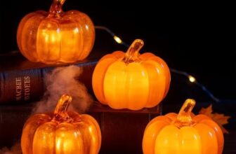 4 Pack Halloween Kürbis LED, Herbstdeko Kürbis Beleuchtet, Tischdeko Herbst
