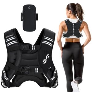 Sportneer Gewichtsweste mit reflektierenden Streifen für Gewichtheben, Laufen und Fitness 3,6 kg/ 5,4kg/ 6,8 kg/ 9kg/ 11kg, Brustgröße Verstellbar, Praktische Tasche, Gefüllte Gewichtsweste