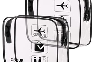 OSDUE 2 Stück Kulturbeutel Transparent, Flugzeug PVC Kosmetiktasche Wasserdicht, Handgepäck-Reisezubehör, Kulturtaschen für Männer, Frauen, Kinder, Familie (Schwarz)