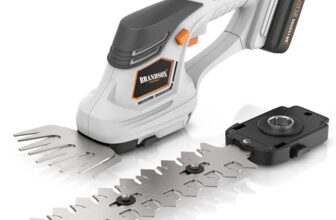 Brandson – Grasschere mit Akku – kabellose Strauch und Heckenschere – elektrischer Rasenkantenschneider – Aufsätze zum Wechsel – 12mAh Akku und Ladegerät inklusive
