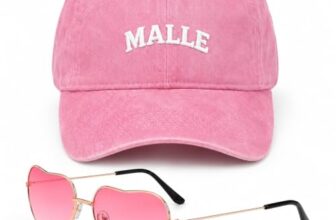 PIujsym 2er Set Malle Outfit Damen Kappe & Herz Sonnenbrille, Perfektes Mallorca Party Outfit für Sommer Strand Urlaub (Rosa)