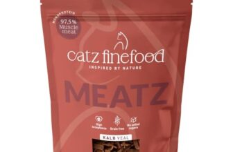 catz finefood Meatz Katzen Leckerlies Kalb N° 5 – knusprige Streifen aus Kalbfleisch – gegrillt und getrocknet – Katzensnack ohne Zucker, getreidefrei, 45g