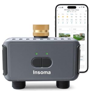 Bewässerungscomputer 2-Zonen WLAN, Messingeinlass, Bewässerung per App