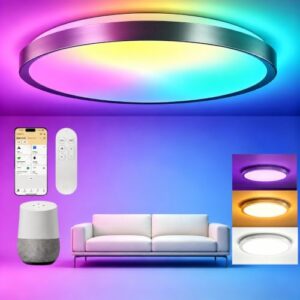 Yeelight Smart Deckenlampe, LED Deckenleuchte RGB Ceiling Lights Bürodeckenleuchten, 50 W 3000 Lumen, 2700K-6500K dimmbare Lampe, DIY kompatibel mit Alexa, für Wohnzimmer Schlafzimmer Küche Flur 50 cm