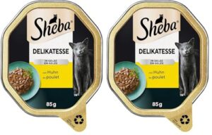 SHEBA Schale Nassfutter für Katzen Delikatesse in Gelee mit Huhn 2 x 11 x 85g (Packung mit 2)